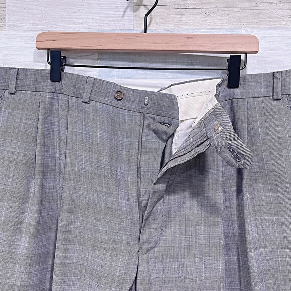 RRL Ralph Lauren Wool Glen Check Suit Gray 2 Button Mens 46R x Pleated Pants - Picture 9 of 12